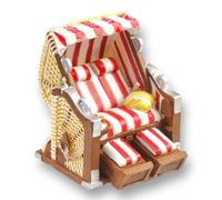 Strandkorb rojo-blanco 6,5 x 6,5 x 5 cm