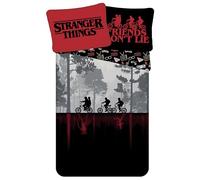 Stranger Things Negro, Ropa de Cama para niños, Doble Cara, de algodón, con Cremallera, 100% ALGODÓN 140x200cm+70x90 cm Oeko-Tex (J)