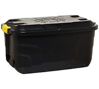 Strata Caja de almacenamiento resistente con ruedas de 75 L, 77 x 42 x 40 cm, color negro