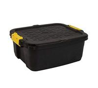 STRATA Heavy Duty - Caja de almacenaje (3 Unidades, 24 L, 50 x 40 x 20 cm, Resistente a 350 kg), Color Negro y Amarillo