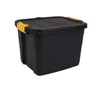 STRATA Heavy Duty - Caja de almacenaje (6 Unidades, 42 L, 50 x 40 x 35 cm, Resistente a 410 kg), Color Negro y Amarillo