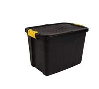 STRATA Heavy Duty - Caja de almacenaje (6 Unidades, 60 L, 60 x 40 x 40 cm, Resistente a 630 kg), Color Negro y Amarillo