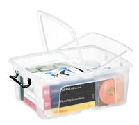CEP Office Solutions – Caja de almacenaje Strata HW673CLR, tapa abatible, cierre de clip, asas, 24 L