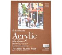 STRATHMORE 400 Acrylic Pads, Bloc de Papel para Acrílico, Acabado lino, 400gsm, Cubierta Plegable - Encolado por 1 lado, 22,86 x 30,48 cm, Bloc, 10 hojas