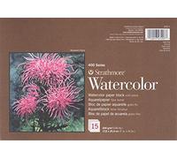 STRATHMORE 400 Watercolor Blocks, Bloc de Papel para Acuarela, Grano Fino, 300gsm, Cubierta plegable - Encolado por 4 lados, 17,78x25,4 cm, 15 hojas
