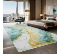 Strloepr Alfombra grande para salón, 200 x 200 cm, abstracta moderna, azul, amarillo y blanco, antideslizante, para la zona de la casa y la cocina, comedor, decoración de interiores,