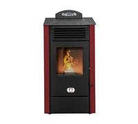 STUFE A PELLET ITALIA California 10 KW WiFi | Horno de pellets Eficiencia 90% Calienta 80m² Autonomía 20 horas. Control WiFi programable 5 velocidades y potencias Diseño compacto Garantía de 24M Rojo