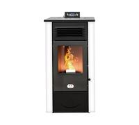 STUFE A PELLET ITALIA Canadá - Estufa de aire ventilada, 14 kW, WiFi, eficiencia 89%, calienta 130 m², autonomía de 15 h, programable, 5 velocidades y potencias, color blanco