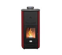 Stufe a Pellet Italia srl - Estufa de pellets New York, mod. 25 kw, hidroestufa, calienta hasta 140 m², 5 niveles de potencia, programable (rojo)