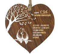 Stuff4 13th Wedding Anniversary Wooden Heart Plaque, Dark Wood Sign Keepsake, Celebrate Lace Anniversary Wife Husband Boyfriend Girlfriend, Plaque with Quotes Gifts from the Kids