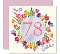 Stuff4 Bonitas tarjetas de 78 cumpleaños para mujer, ramo de tulipanes de acuarela, 145 mm