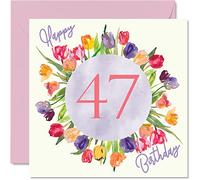 Stuff4 Bonitas tarjetas de cumpleaños para mujer, diseño de ramo de tulipanes de acuarela, 145 mm