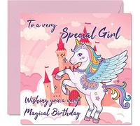 Stuff4 Bonitas tarjetas de cumpleaños para niñas, unicornio Pegaso de fantasía mágica, tarjeta de feliz cumpleaños para hija, nieta, hermana pequeña, sobrina, tarjetas de felicitación de 145 mm