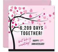 Stuff4 Divertida tarjeta de 17 aniversario para esposa o esposo - 6209 días juntos - Regalos I Love You, tarjetas de feliz aniversario de boda 17 para pareja, tarjetas de felicitación de 145 mm para