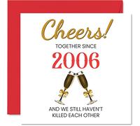 Stuff4 Divertida tarjeta de 19 aniversario para marido y esposa, Together Since 2006, tarjetas de feliz aniversario de boda para pareja, regalos I Love You, tarjetas de felicitación de 145 mm