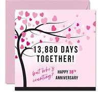 Stuff4 Divertida tarjeta de 38 aniversario para esposa o marido, 13880 días juntos, regalos con texto en inglés I Love You, tarjetas de felicitación de aniversario de boda 38 para pareja, tarjetas de