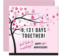 Stuff4 Divertida tarjeta de aniversario de plata para esposa o marido - 9131 días juntos - I Love You Gifts Happy 25 aniversario de boda para pareja, tarjetas de felicitación de 145 mm x 145 mm para