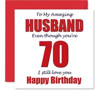 Stuff4 Divertidas tarjetas de 70 cumpleaños para marido - 70 I Still Love You - Tarjeta de feliz cumpleaños para marido de esposa pareja, regalo de 70 x 145 mm