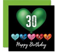 Stuff4 Divertidas tarjetas de cumpleaños número 30 para hombres y mujeres, globos de corazón, tarjeta de feliz cumpleaños para papá, mamá, hijo, hija, hermano, hermana, tío, tía, primo, 145 mm