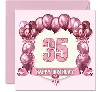 Stuff4 Divertidas tarjetas de cumpleaños número 35 para mujer, globos de cumpleaños, tarjeta para papá, mamá, hijo, hija, hermano, hermana, tío, tía, primo, 145 mm, tarjeta de felicitación de 35 mm