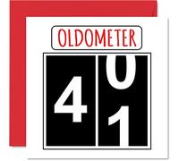 Stuff4 Divertidas tarjetas de cumpleaños número 41 para hombres y mujeres - Oldometer - Tarjeta de feliz cumpleaños para papá, mamá, hermano, hermana, abuelo, niñera, abuela, tío, tía, tarjetas de