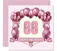 Stuff4 Divertidas tarjetas de cumpleaños número 66 para mujer, globos de cumpleaños, tarjeta para papá, mamá, abuelo, niñera, abuela, tío y primo, tarjetas de felicitación de 145 mm, tarjeta 66