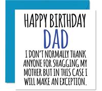 Stuff4 Divertidas tarjetas de cumpleaños para él - Feliz cumpleaños papá gracias Shagging Mum - Tarjeta de feliz cumpleaños ofensiva grosera de hijo hija, 145 mm x 145 mm bromas humor tarjetas de