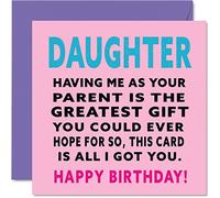 Stuff4 Divertidas tarjetas de cumpleaños para hija, el mejor regalo para hija, tarjeta de feliz cumpleaños de mamá papá, tarjetas de felicitación de 145 mm