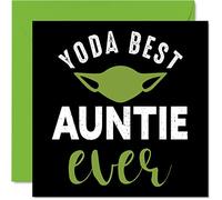 Stuff4 Divertidas tarjetas de cumpleaños para tía - Yoda Best - Tarjeta de felicitación para tía de sobrino sobrina, regalos de cumpleaños de tía broma, 145 x 145 mm, regalo para tía