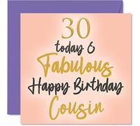 Stuff4 Fabulosas tarjetas de 30 cumpleaños para primos - 30 Today & Fabulous - Tarjeta de felicitación familiar de 145 mm