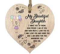 Stuff4 Placa de madera para colgar en forma de corazón con texto en inglés "Mum Dad", regalos para hija de los padres, regalo inspirador de cumpleaños de Navidad