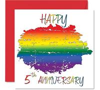Stuff4 Tarjeta de aniversario LGBT de madera gay para esposo y esposa, 5º aniversario de boda, 145 mm