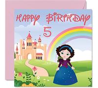 Stuff4 Tarjeta de cumpleaños número 5 para niña, castillo de princesa