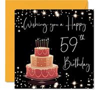 Stuff4 Tarjeta de cumpleaños número 59 para mujeres y hombres, elegante y elegante, tarjetas de feliz cumpleaños para mujer de 59 años, abuela, niñera, abuelo, mamá, papá, tarjetas de felicitación de