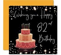 Stuff4 Tarjeta de cumpleaños número 82 para mujeres y hombres, elegante y elegante, tarjetas de feliz cumpleaños para mujer de 82 años, bisabuela, abuelo, mamá, papá, tía, tarjetas de felicitación de