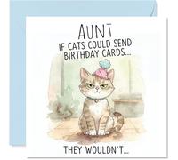 Stuff4 Tarjeta de cumpleaños para tía, con texto en inglés "If Cats Could Give Cards", tarjeta de feliz cumpleaños para tía de sobrino y sobrina, tarjetas de felicitación de cumpleaños con ilustración