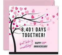 Stuff4 Tarjeta divertida de 23 aniversario para esposa o esposo - 8401 Days Together Gifts - Tarjeta de felicitación de aniversario de boda de 145 mm