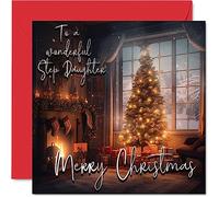Stuff4 Tarjeta tradicional de feliz Navidad para hijastra, Feliz Navidad a hijastra, tarjeta de Navidad de madrastra, padrastro, 145 mm x 145 mm, tarjetas de felicitación de temporada individuales