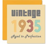 Stuff4 Tarjetas de 90 cumpleaños para hombres y mujeres - Vintage 1935 Aged To Perfection - Tarjeta de 90 cumpleaños divertida para ella él, tarjetas de felicitación de 145 mm para bisabuelo, abuela,