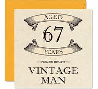 Stuff4 Tarjetas de cumpleaños 67 vintage para hombres, 67 años, divertida tarjeta de cumpleaños para abuelo, papá, marido, novio, tío, hermano, abuelo, 145 mm x 145 mm, tarjeta de felicitación de 67