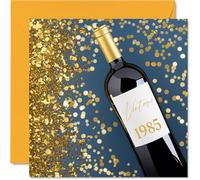 Stuff4 Tarjetas de cumpleaños número 40 para hombres y mujeres, botella de vino vintage 1985, tarjeta de feliz cumpleaños para tío, tía, hermano, hermana, amigo, colega, tarjetas de felicitación de