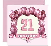 Stuff4 Tarjetas de cumpleaños para mujer con globos de 145 mm x 145 mm, divertida tarjeta de cumpleaños para mujer