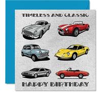 Stuff4 Tarjetas de cumpleaños vintage para él, coches atemporales y clásicos, tarjeta de feliz cumpleaños para papá, marido, tío, abuelo de parte de hijo, hija, padre, regalos de 145 mm, tarjetas de