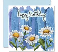 Stuff4 Tarjetas especiales de cumpleaños para mujer, margaritas florales, tarjeta de feliz cumpleaños para amiga, hermana, hija, tía, mamá, abuela, niñera, 145 mm, bonitas tarjetas de felicitación de