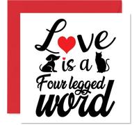 Stuff4 Tarjetas especiales para dueños de mascotas - Palabra de cuatro patas - Tarjeta para mascotas, regalos lindos para mamá de perro, 145 mm x 145 mm, tarjetas de felicitación de cumpleaños para
