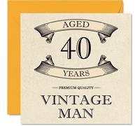 Stuff4 Tarjetas vintage de 40 cumpleaños para hombres, 40 años, divertida tarjeta de cumpleaños para colega, papá, marido, novio, tío, hermano, amigo, 145 mm x 145 mm, tarjeta de felicitación de 40