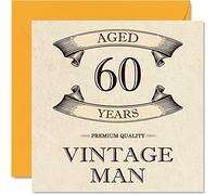 Stuff4 Tarjetas vintage de 60 cumpleaños para hombres, 60 años, divertida tarjeta de cumpleaños para abuelo, papá, marido, novio, tío, hermano, abuelo, 145 mm x 145 mm, tarjeta de felicitación de 60