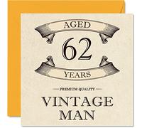 Stuff4 Tarjetas vintage de 62 cumpleaños para hombres, 62 años, divertida tarjeta de cumpleaños para abuelo, papá, marido, novio, tío, hermano, abuelo, tarjetas de felicitación de 145 mm, tarjeta 62