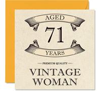 Stuff4 Tarjetas vintage de 71 cumpleaños para mujer, 71 años, divertida tarjeta de cumpleaños para mamá, hermana, esposa, abuela, abuela, tía, 145 mm, tarjetas de felicitación para mujer, tarjeta 71
