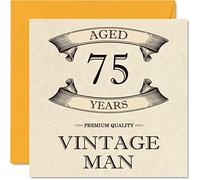 Stuff4 Tarjetas vintage de 75 cumpleaños para hombres, 75 años, divertida tarjeta de cumpleaños para abuelo, papá, marido, tío, hermano, abuelo, tarjetas de felicitación de 145 mm, tarjeta de 75 mm